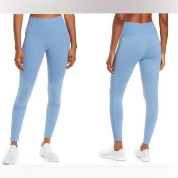 🆕 Zella Moto ribbed high waist ankle leggings Sz Large B9 - Picture 1 of 8